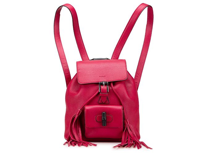 Bamboo Mochila diária de couro rosa Gucci com bambu