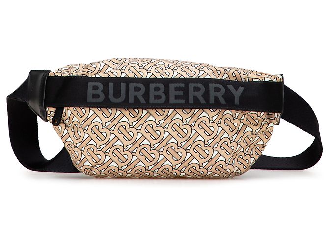 Burberry Braune TB Monogram Nylon Sonny Gürteltasche Beige