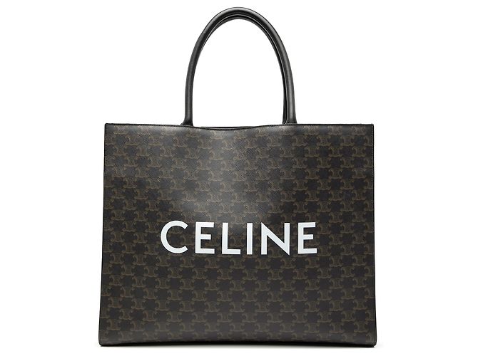 Céline Celine Braune Medium Triomphe beschichtete Canvas Horizontal Tote Dunkelbraun