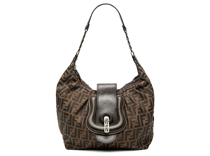 Fendi Braune Zucca Canvas Borsa B Hobo