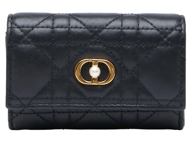 Schwarze Lammleder Bi-Fold Geldbörse Christian Dior