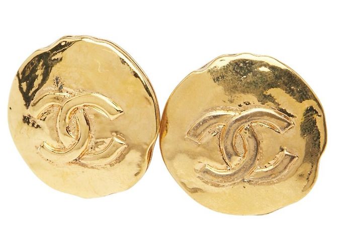 Orecchini rotondi a clip Coco Mark di Chanel D'oro