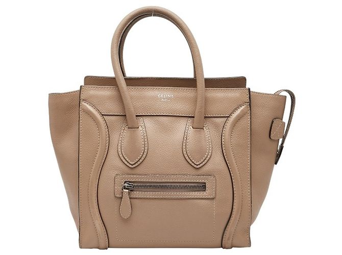 Céline Celine Luggage Micro Shopper Handtasche Beige