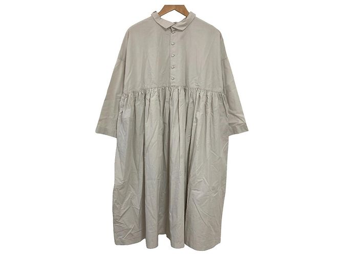 Autre Marque Vestido Largo de Algodón con Volantes Nest Castaño Gris
