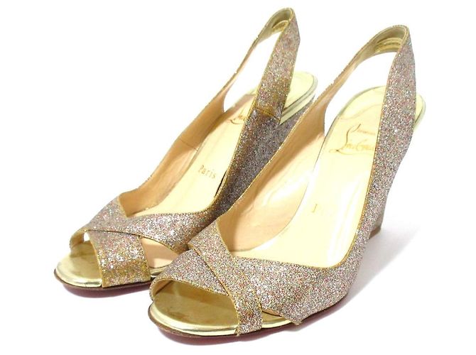 Sandali con zeppa glitter Christian Louboutin Multicolore