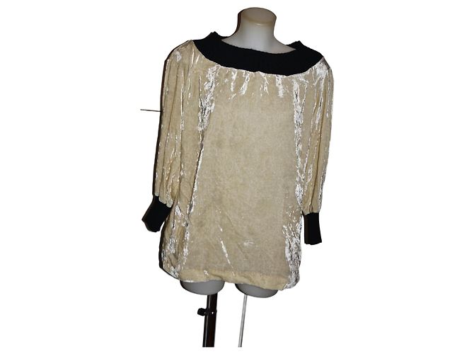Twin Set Samt-Effekt Pullover schwarz creme