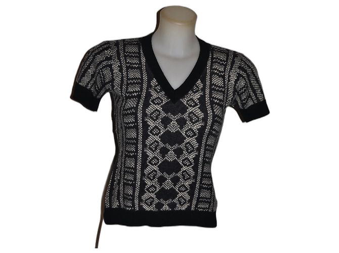 Just Cavalli Kurzarmpullover Wollmischung Pferde Mehrfarben 