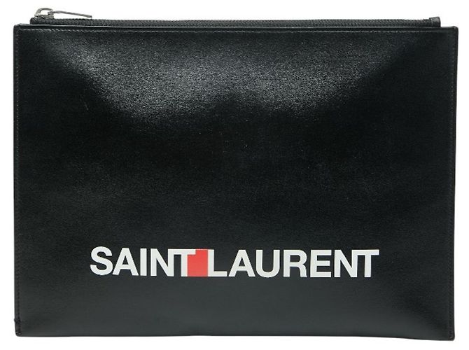 Clutch in pelle nera e multicolore Saint Laurent Nero