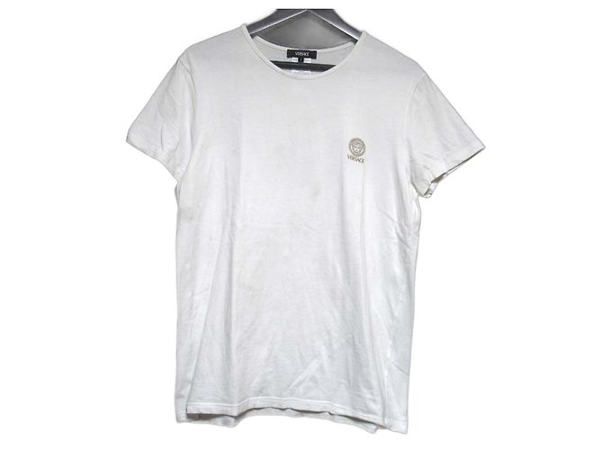 Versace Medusa Druck Baumwoll-T-Shirt Weiß