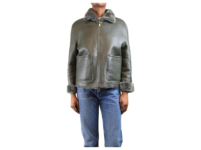 Autre Marque Olive reversible shearling jacket - size UK 6 Green  ref.2627822