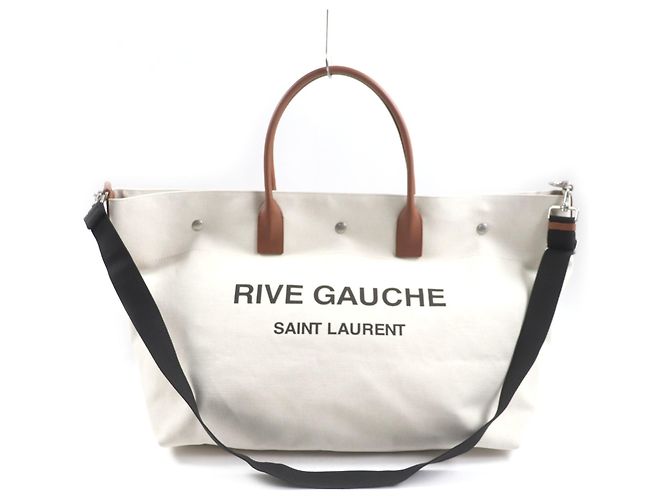 Bolsa de compras Maxi 2 em 1 SAINT LAURENT Rive Gauche Marrom Bege