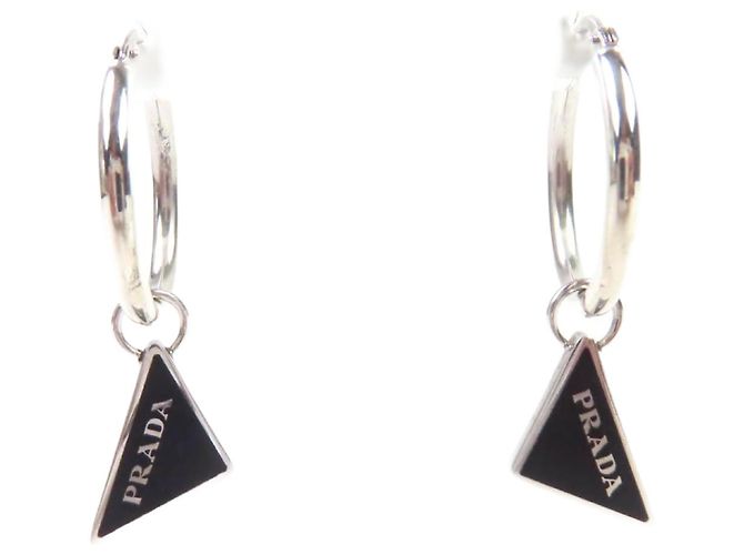 Orecchini a perno Prada 2JO750 Nero Argento 