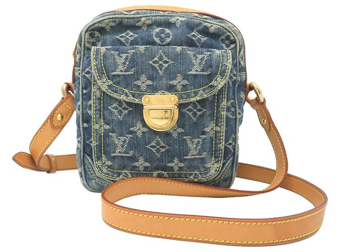 Borsa a tracolla in denim Louis Vuitton Blu