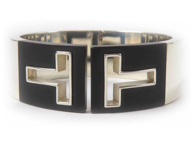 Tiffany & Co. Pulseira recortada Tiffany T em prata e preto