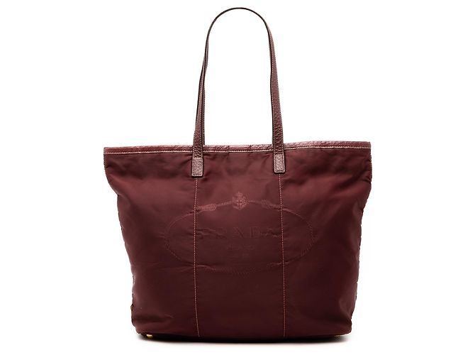 Prada Red Tessuto Canapa Logo Tote Dark red