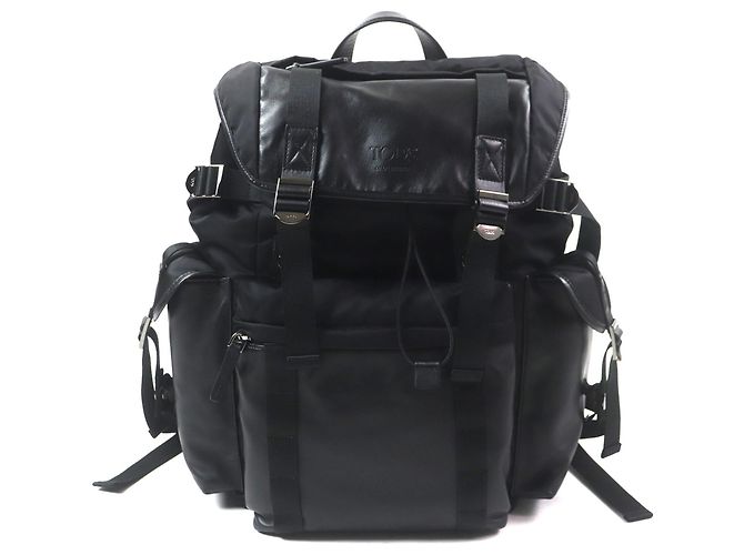 Tod's Medium Fabric and Leather Backpack Black