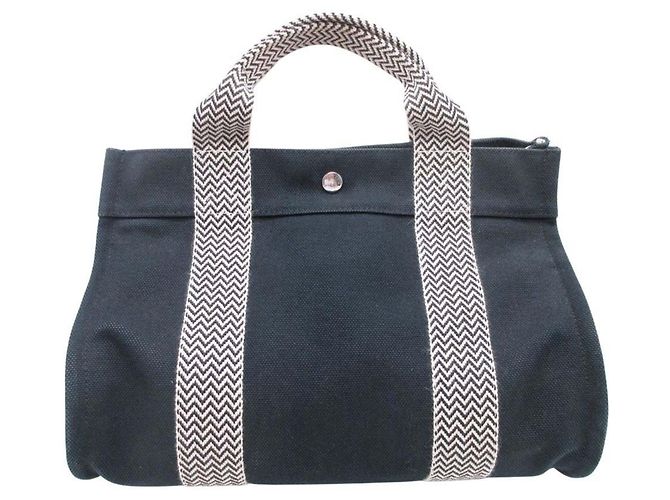 Hermès Hermes Cannes PM Handtasche Tote Schwarz Weiß