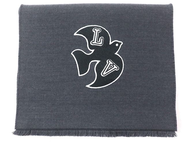 Écharpe grise 100% laine Louis Vuitton Marron