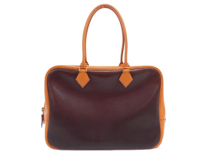 Sac à main Hermès Plume Orange Damier ebène
