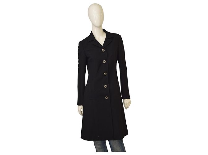 Dolce & Gabbana D&G Black Wool Blend Tailored Long Coat – Women’s Size 42