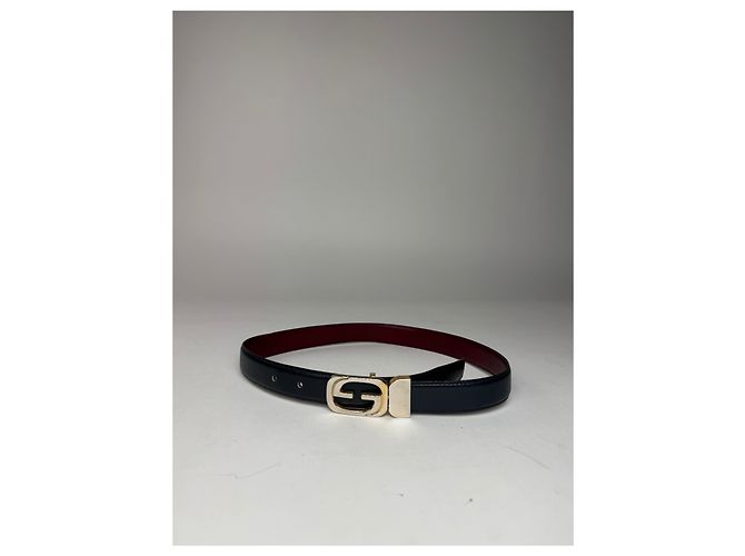 Cintura in pelle vintage Gucci nera e viola Nero