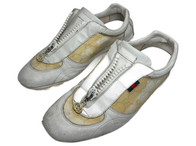 Vintage Gucci Monogram Sneaker Weiß Beige EU38
