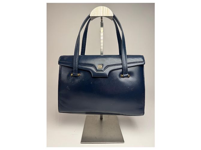 Vintage Givenchy Leather Handbag Navy Navy blue