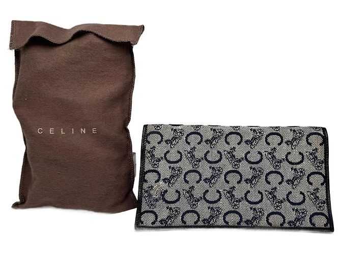 Céline Vintage Celine Macadam Monogram ID Holder Card Holder Navy Grey Navy blue