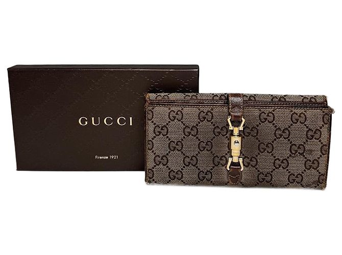 Gucci Jackie Monogram Leather Wallet Brown