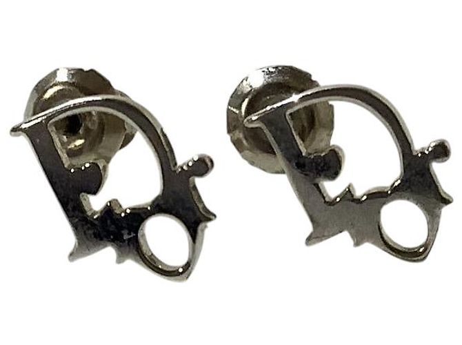 Orecchini a forma di cuore in argento con logo monogramma Christian Dior