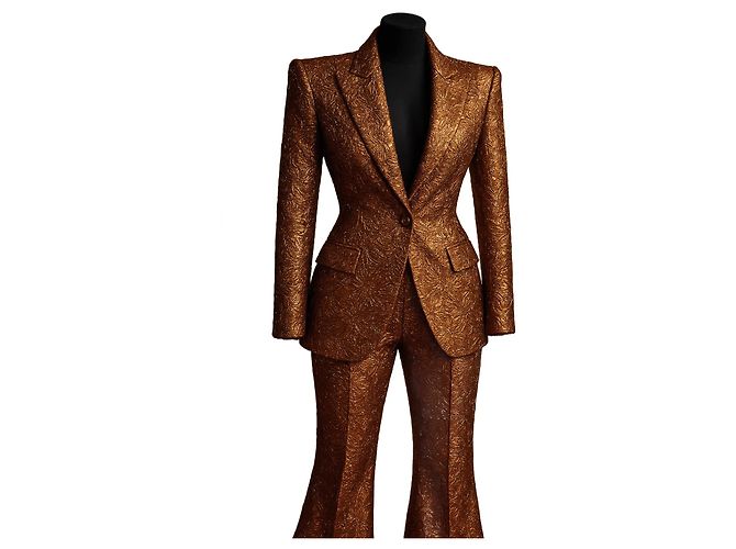 Alexandre Vauthier Three-Piece Lurex Pantsuit Bronze