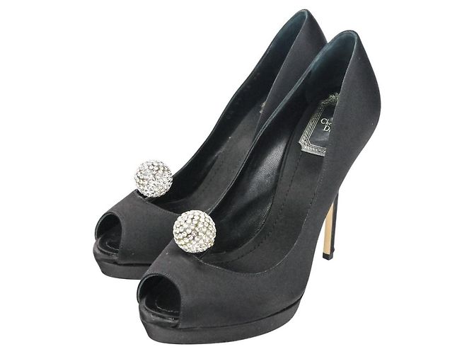 Sapatos de cetim Christian Dior Preto