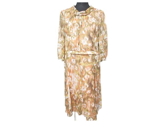 Autre Marque Chiffonkleid mit Blumenmuster von Pierre Cardin Pink