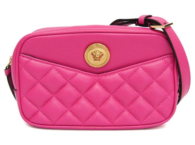 Bolsa de ombro matelassada Medusa da Versace Rosa