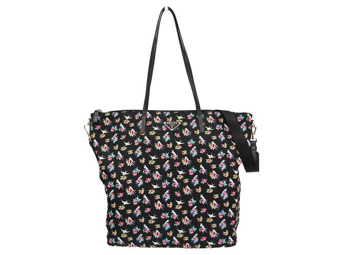 Borsa a Spalla e Tote Prada TESSUTO STAMPAT 1BG189 Nero Rosa Giallo