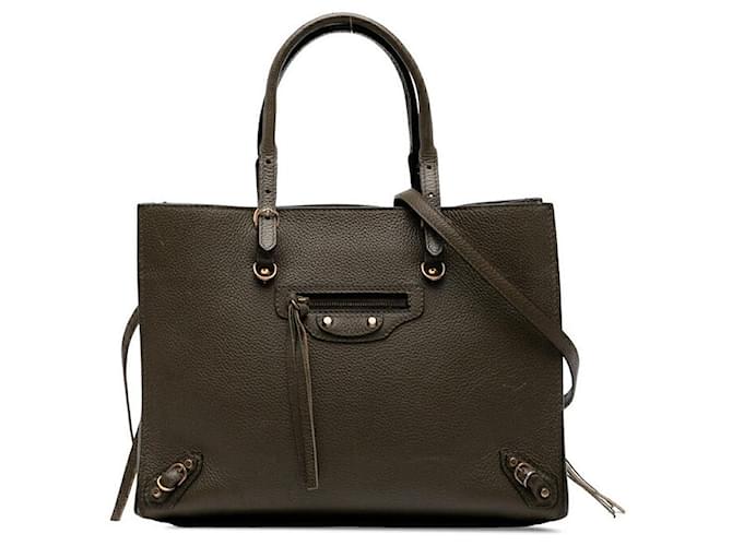 Day Balenciaga Paper Mini Leather 2way Bag Green  ref.2630502