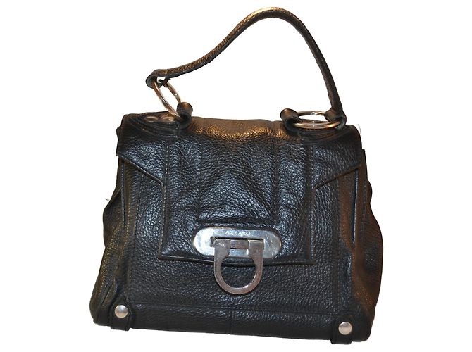 Bolsa de mão Azzaro em couro preto