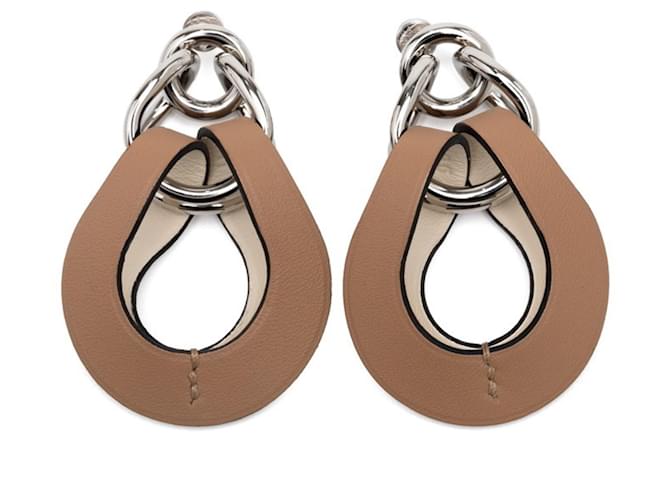 Boucles d'oreilles Hermès Villevorte GM en Chai Beige 