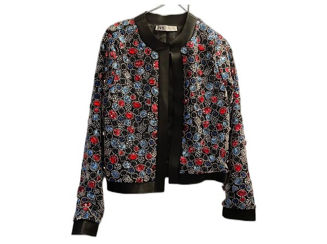 Zara Jacke mit Paillettenperlen Mehrfarben
