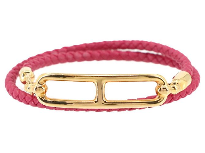 Pulseira Roulis Double Tour Hermès Rosa Dourado