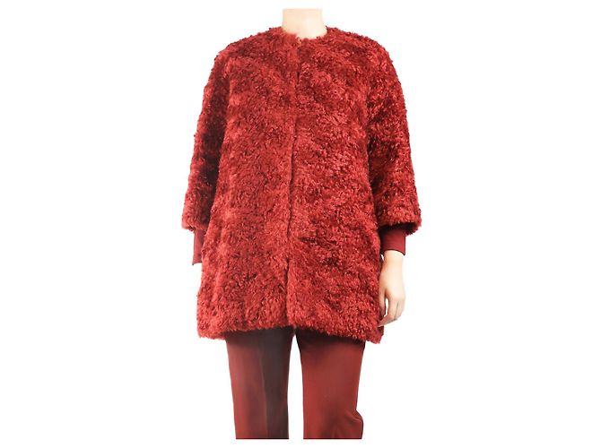 Autre Marque Roter Mohair-Mantel - Größe UK 10