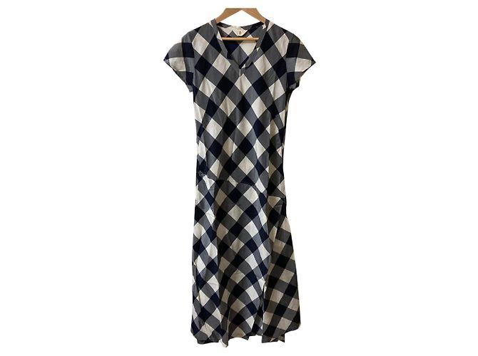 Autre Marque Vestido largo de algodón Cupro a cuadros 45R Azul