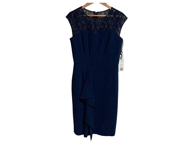 Autre Marque Triacetatkleid mit engen Rüschen Grace Continental Blau Marineblau