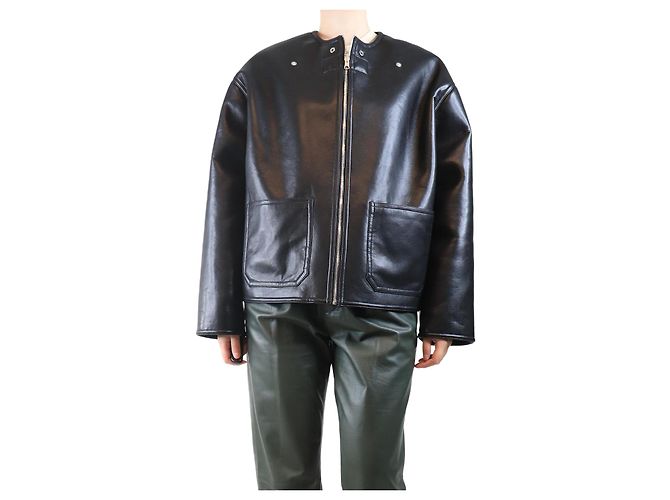 Nanushka Schwarze reversible vegane Lederjacke - Größe S