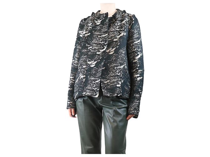 Marni Schwarze und silberne Jacquardjacke - Größe UK 10