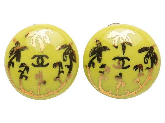 Orecchini Clip Coco Mark di Chanel D'oro Verde chiaro 