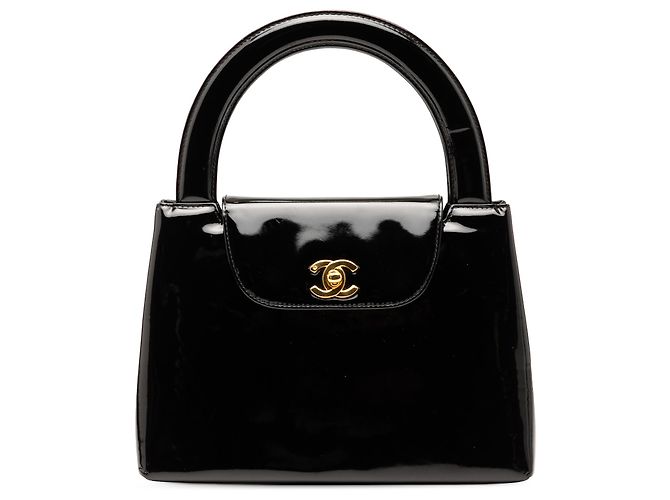 Chanel Black Patent Kelly Top Handle Flap