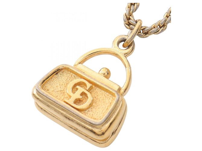 Collana con logo CD Christian Dior placcata in oro D'oro