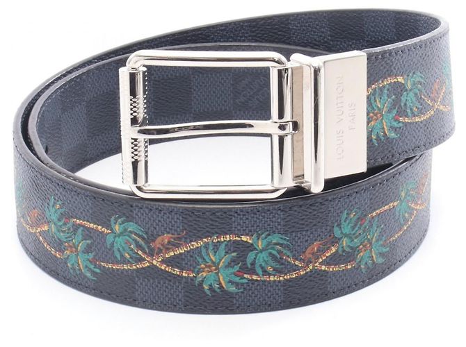 Louis Vuitton Herren-Gürtel Santur mit 40 mm Damier-Muster Schwarz Mehrfarben