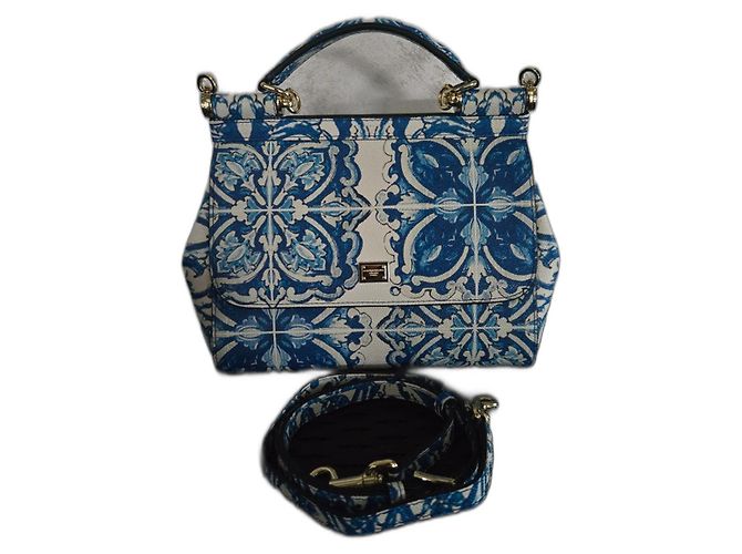 Borsa a mano Dolce & Gabbana Sicily in pelle blu